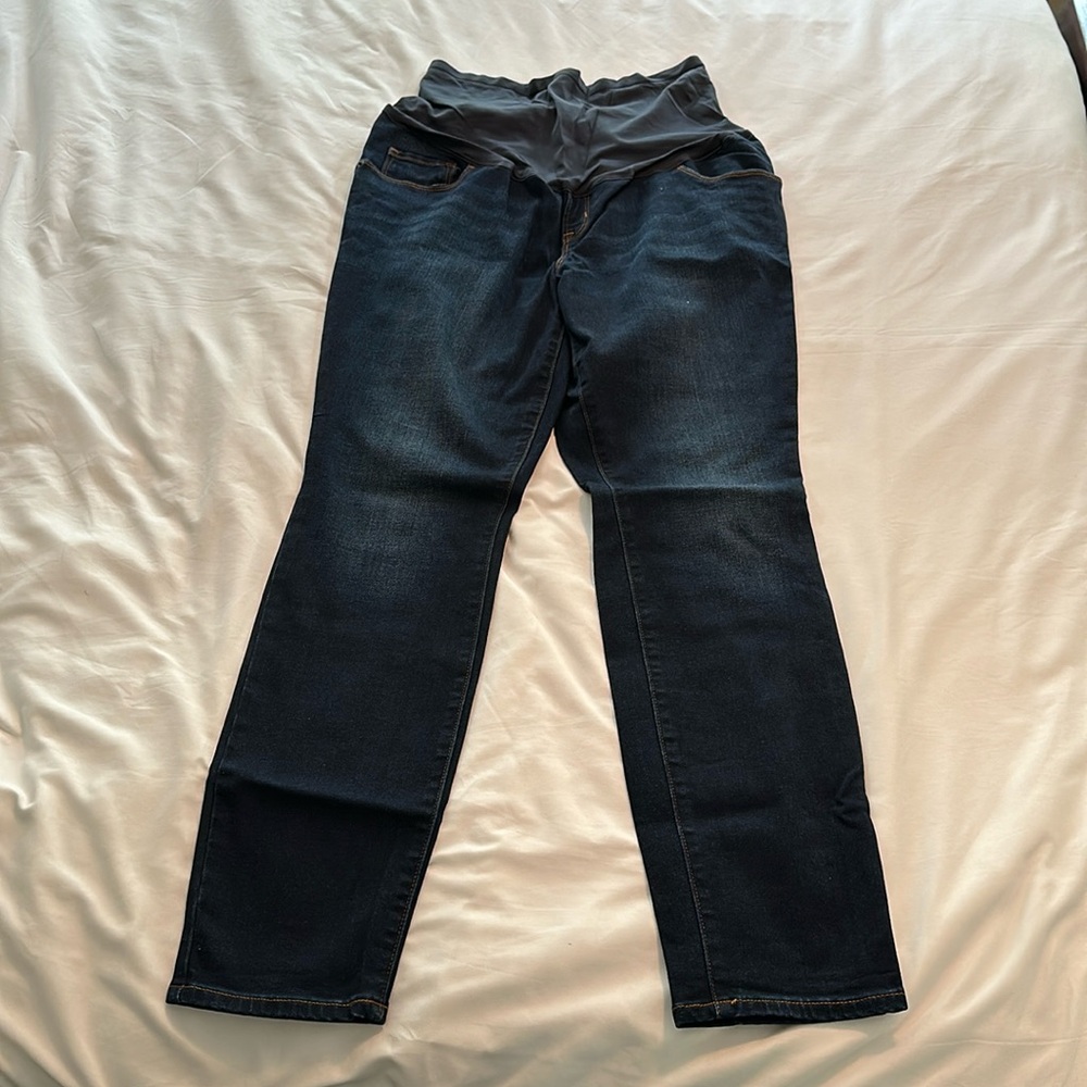 Dark wash skinny maternity jeans